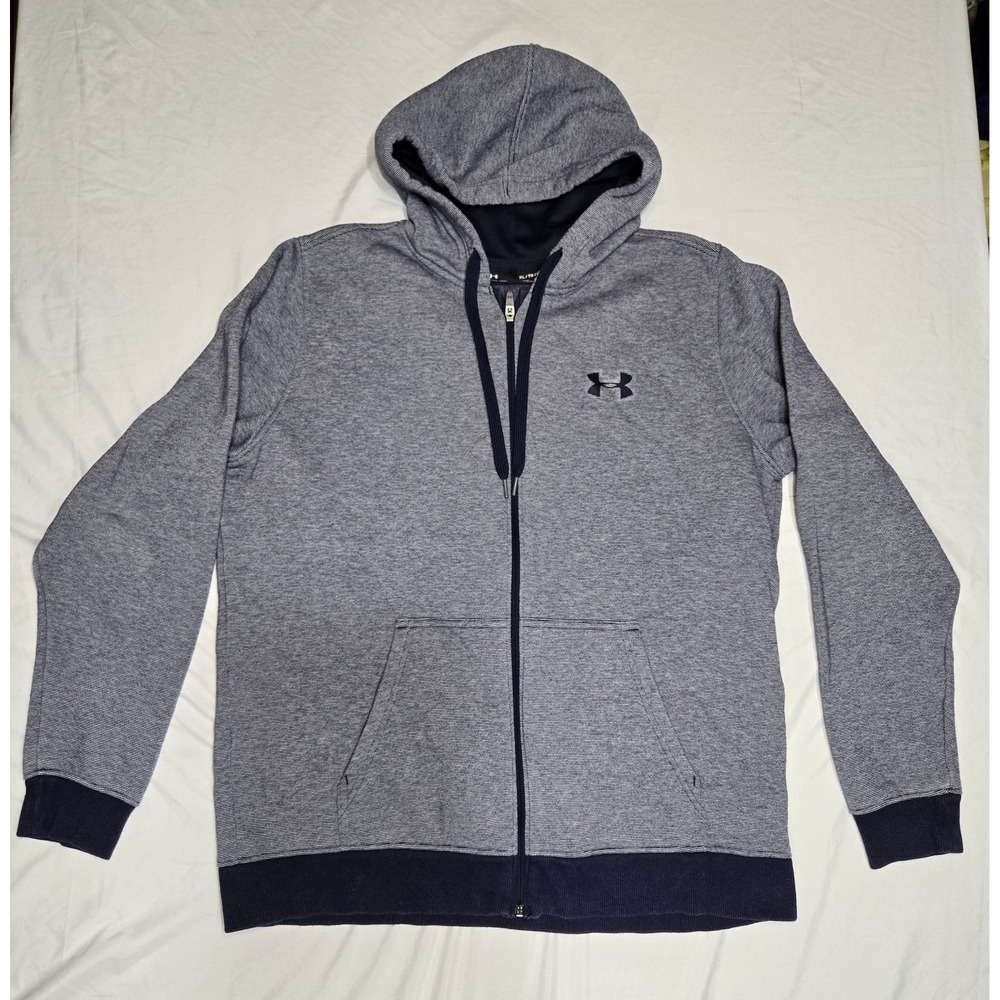 Under Armour ColdGear Hoodie Full Zip Navy White Stripe XL Fitted Men's Jacket
